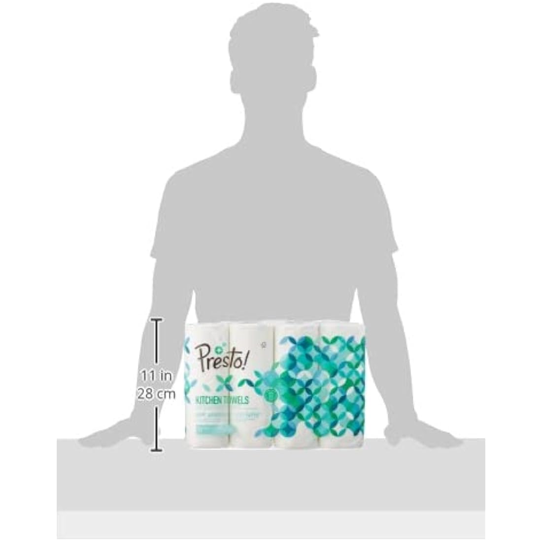 Amazon Brand - Presto! TAD Kitchen Roll, Extra Absorbent, 1632 sheets, 32 Count (8 Packs of 4), 51 Sheets per Roll, Wring and Reuse, FSC Certified, White