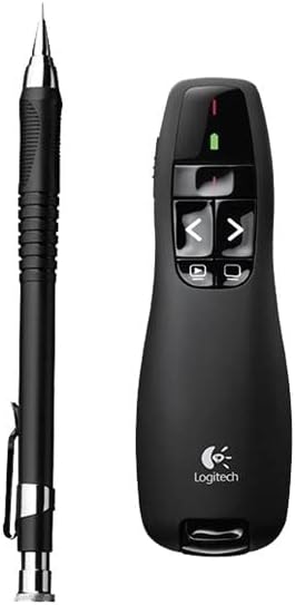 Logitech R400 Wireless Presentation Remote, 2.4 GHz, USB-Receiver, Red Laser Pointer, 15-Meter Operating Range, 6 Buttons, Intuitive Slideshow Control, Battery Indicator, PC - Black