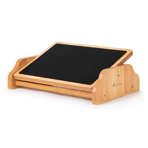 StrongTek Wooden Foot Rest Under Desk with Anti-Slip Surface, Rocking Foot Stool for Home Office, 30 Degree Tilt Angle Rocking Foot Stool, Foot Rest