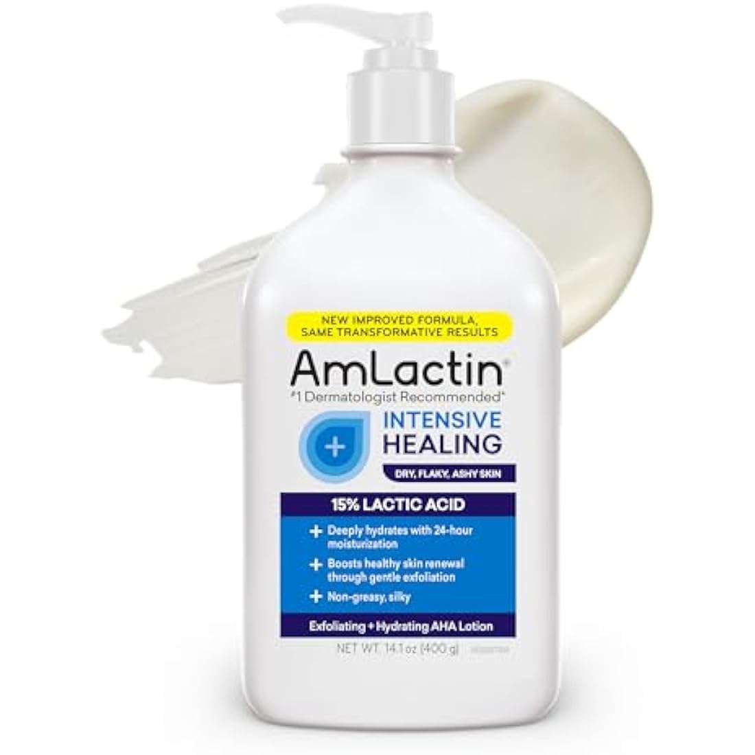 AmLactin Rapid Relief Restoring Lotion + Ceramides, 14.1 Ounce with Pump, Paraben Free