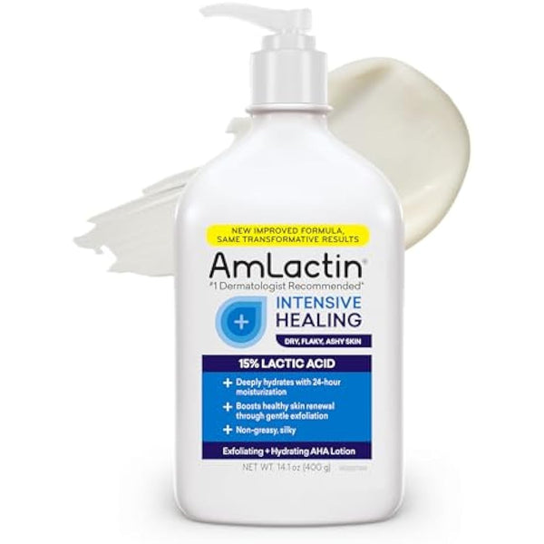 AmLactin Rapid Relief Restoring Lotion + Ceramides, 14.1 Ounce with Pump, Paraben Free