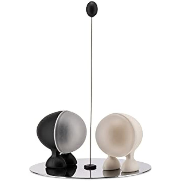 Alessi Lilliput Salt and Pepper Set with Magnetic Base, Black/ White