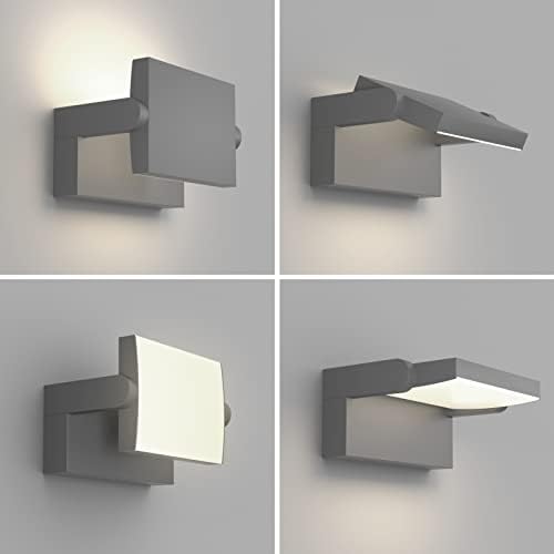 Klighten 24W LED Wall Light Outdoor Indoor, Waterproof IP65 Adjustable Wall Lamp Aluminum, Modern Outside Light Main Power for Entrance Garden Balcony, 1500 Lumen, Dark Gray, Natural White 4000K