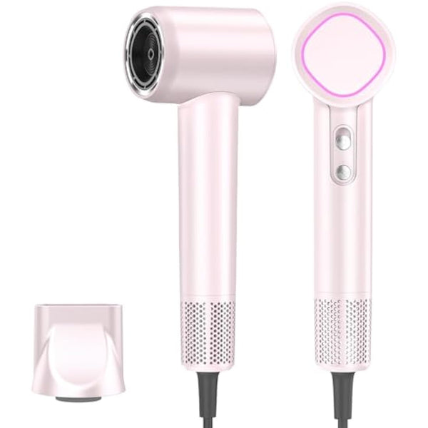 HEXTEK Hair Dryer, 500 Million Negative Ionic Hairdryer, High Speed Brushless Motor 160,000 RPM for 2min Fast Drying Lightweight Portable Travel Professional Blow Dryer for Women and Men(Pink)