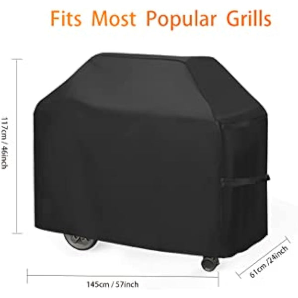 BBQ Cover Heavy Duty Large Waterproof, 3-4 Burner Gas BBQ Covers, Outdoor Barbecue Grill Cover PVC Coating Dust Protection, UV Protection with Storage Bag(145 x 61 x 117CM)