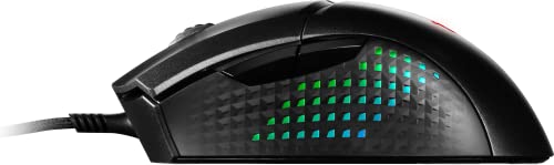 MSI CLUTCH GM51 LIGHTWEIGHT Gaming Mouse - 26000 DPI Optical Sensor, Elite 0.125ms Latency, 60M+ Click OMRON Switches, 6-Buttons, FriXionFree Cable, RGB Diamond LightGrips, 75g - Wired