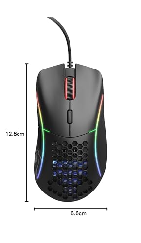 Glorious Gaming Model D Wired Gaming Mouse - 68g Superlight Honeycomb Design, RGB, Ergonomic, Pixart 3360 Sensor, Omron Switches, PTFE Feet, 6 Buttons - Glossy Black