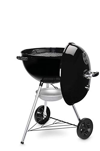 Weber Original Kettle Charcoal Grill, Ø 57cm Grill Area, BBQ Grill with Porcelain-Enamelled Lid & Bowl, Lid Thermometer, One-Touch Cleaning System - Black (14101004)