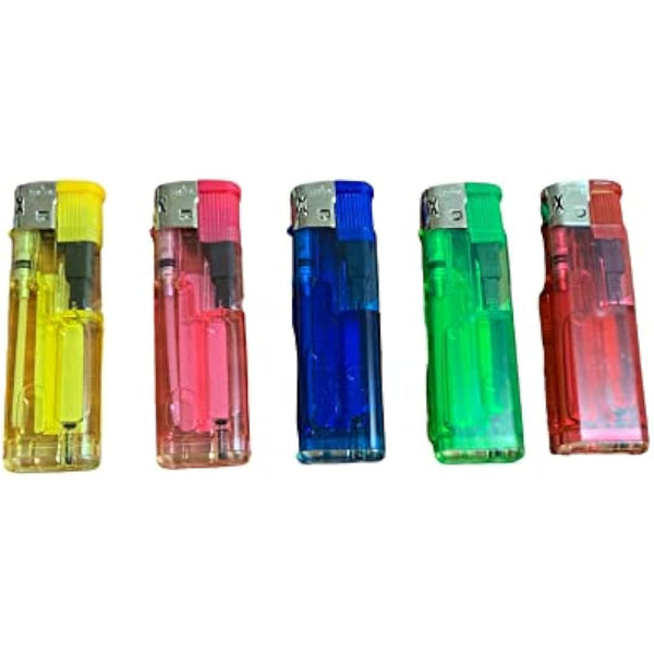 Electronic Refillable Lighters with Adjustable Flame Available in Different Packs (Pack of 50) Multicolor