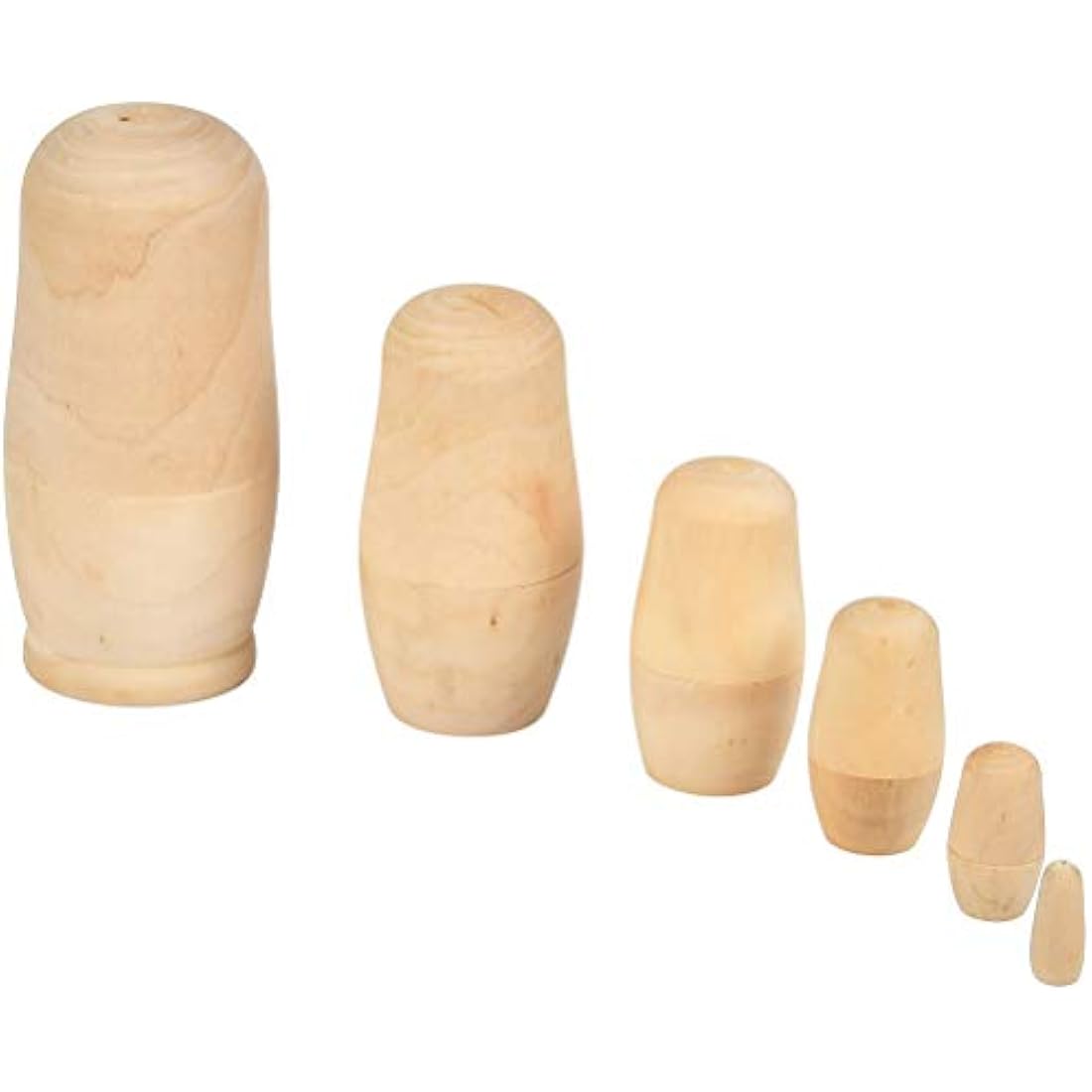 FOCCTS Wooden Nesting Dolls, Unpainted Russian Dolls, Set of 6 Russian Matryoshka Stacking Dolls Boys girls Toy Gift Decorations