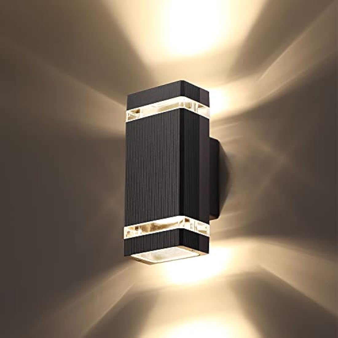 CELAVY Outdoor Wall Lights Mains Powered, Up Down Outside Wall Lights IP65 Waterproof, Porch Light Front Door Lamp Modern Aluminium 3000K, Exterior LED Lighting Sconce Wall Mounted for House, Black