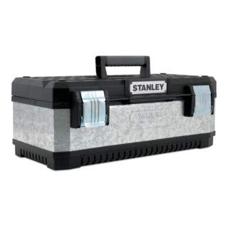 STANLEY Galvanised Toolbox Chest with Heavy Duty Metal Hinge, Portable Tote Tray for Tools and Small Parts, 26 inch, 1-95-620