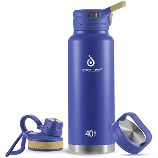 IDEUS Vacuum Insulated Water Bottle, Stainless Steel Double Wall Flask Metal Sports Canteen with Leak-Proof Screw Cap (Purple, 40oz (1140ml))