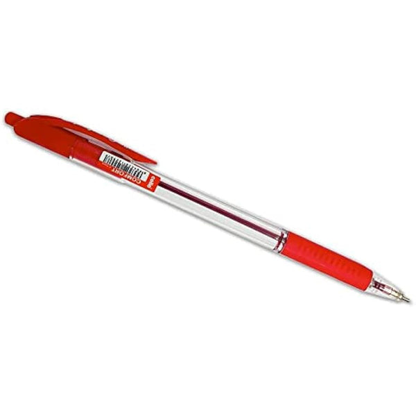 Cello Red Ballpoint Pens - Premium Retractable Biro Pens with Ergonomic Grip, Medium Point 1.0mm, Pack of 12 - Ideal for Office, School & Home Writing, Red Pen