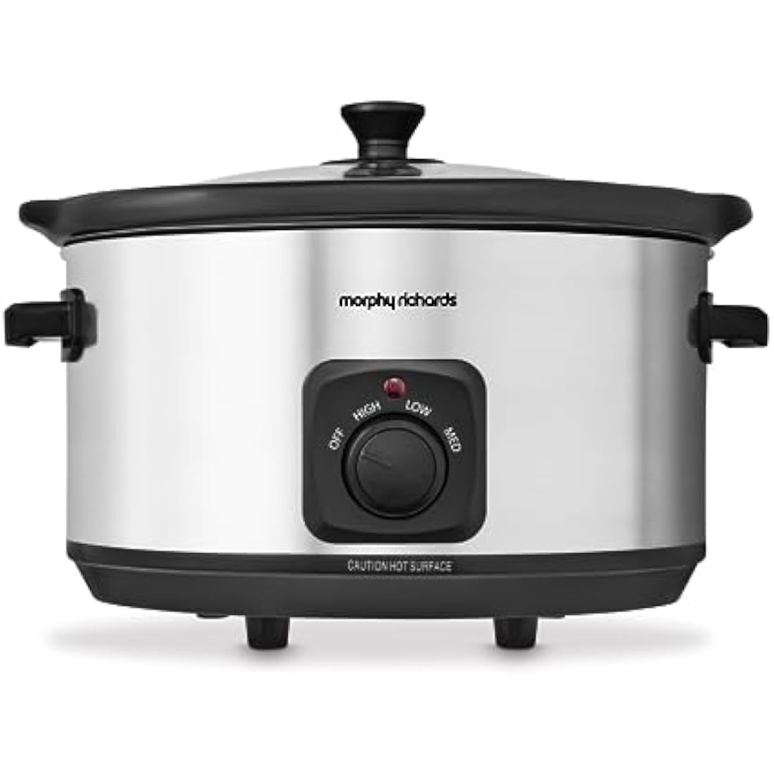 Morphy Richards 6.5L Slow Cooker, Ceramic Pot, 3 Cooking Settings, Easy Clean, Silver, 461013, Brushed Steel