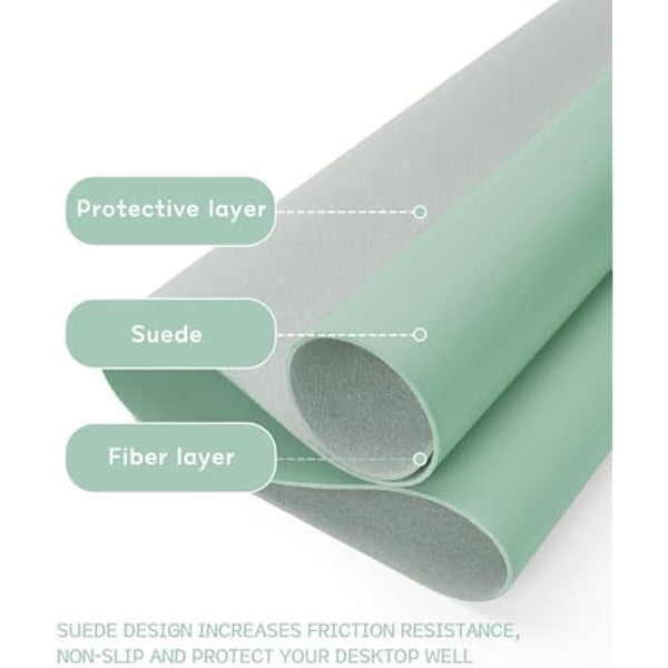 YSAGi Non-Slip Desk Pad, Waterproof PVC Leather Desk Table Protector, Ultra Thin Large Mouse Pad, Easy Clean Laptop Desk Writing Mat for Office Work/Home/Decor (80 x 40 cm, Light Green)