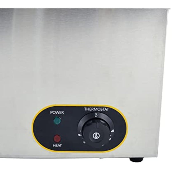 Electric Bain Marie 1500W Food Warmer Stainless Steel Steam Table Temperature Control for Catering and Restaurant, GN 1/3x2, 1/6x2 Pans with Lids