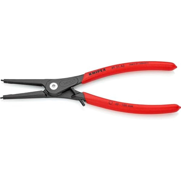 Knipex Precision Circlip Pliers for external circlips on shafts with overstretching limiter grey atramentized, with non-slip plastic coating 225 mm 49 31 A3