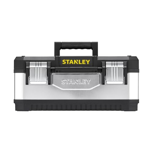 STANLEY Galvanised Toolbox Chest with Heavy Duty Metal Hinge, Portable Tote Tray for Tools and Small Parts, 26 inch, 1-95-620