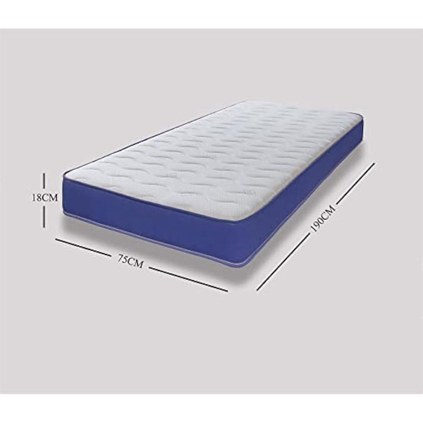 eXtreme comfort ltd Cooltouch Colours Ocean Blue Wave Hybrid Memory Foam & Pinna-Coil Innerspring Mattress With Ocean Blue Border 18cms Deep, 2ft6 Small Single 75cmx190cm