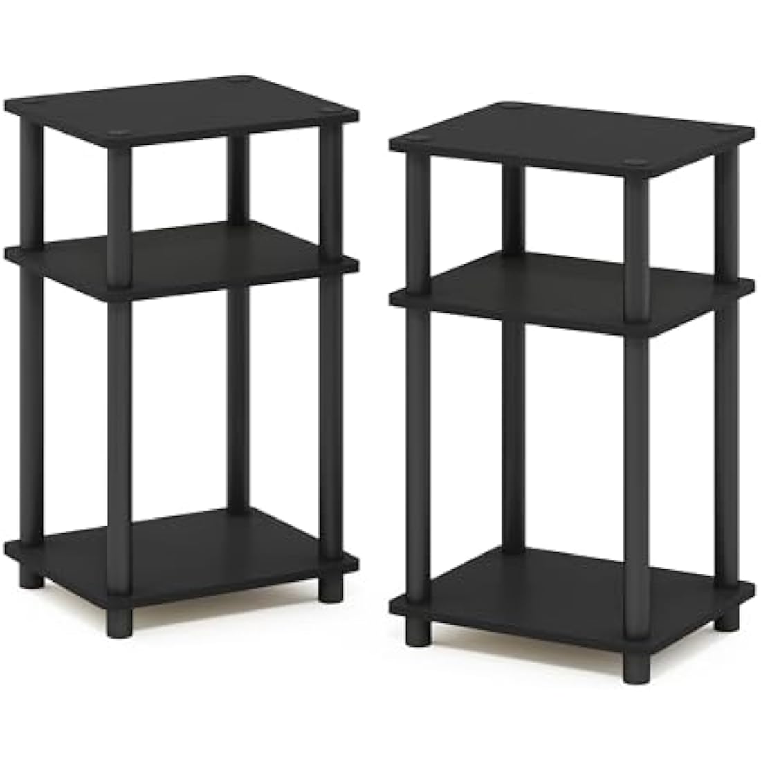 Furinno Just 3-Tier Turn-N-Tube End Table, Side Table, Nightstand, Americano/Black, 2-Pack