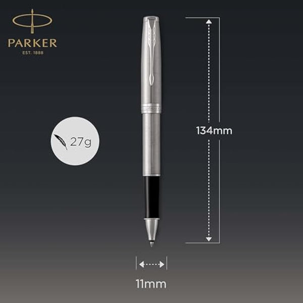 Parker Sonnet Rollerball Pen | Stainless Steel with Palladium Trim | Fine Point Black Ink | Gift Box