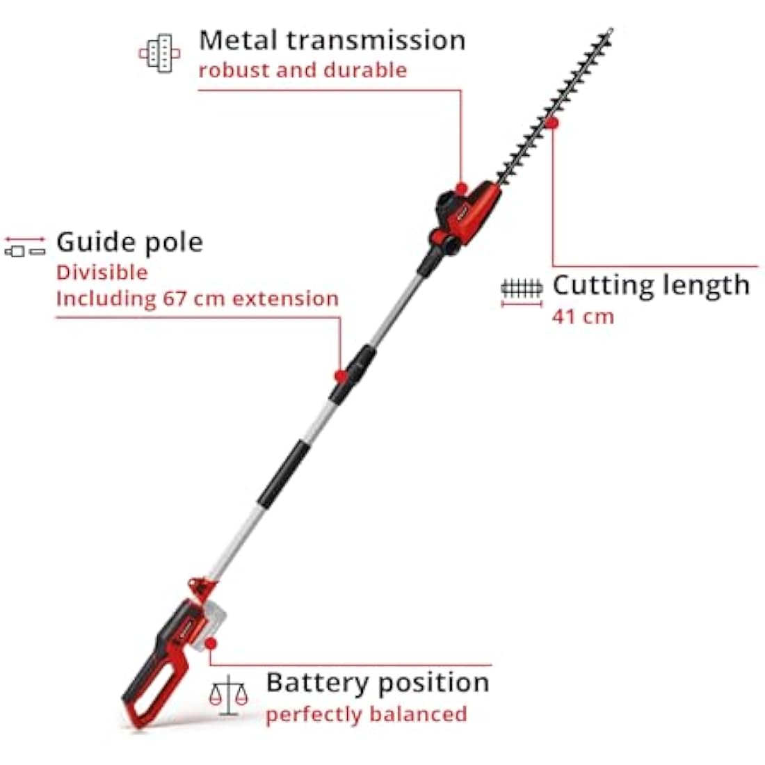 Einhell GC-HH 18/45 Li T-Solo Power X-Change Battery Hedge Trimmer 18V Lithium-Ion Hedge Trimmer with Rotating Main Grip 7 Position Tilt Motor Head No Battery or Charger
