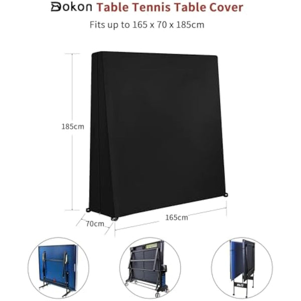 Dokon Waterproof Ping Pong Table Cover - Heavy Duty 420D Oxford Fabric, Windproof, Anti-UV With Zipper for Outdoor and Indoor Use - 165×70×185cm