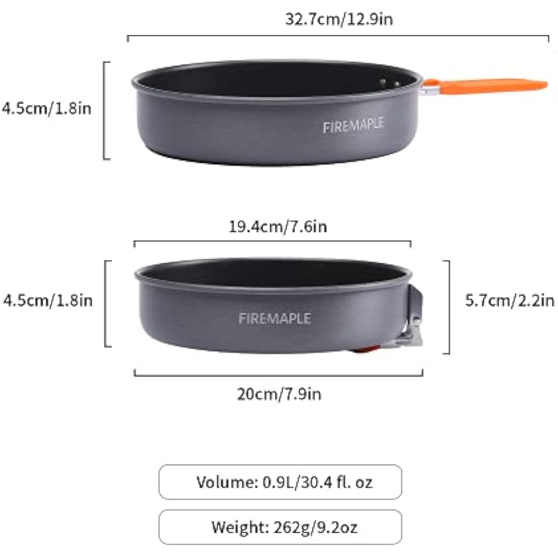 Fire-Maple Nonstick Camping Frying Pan | Durable Lightweight Camp Cookware for Cooking Egg Steak | Omelette Pan Griddle Tableware with Folding Handle | Portable Backpacking Skillet 0.9 Litre