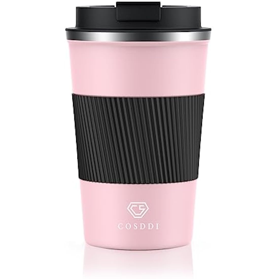 CS COSDDI Travel Mugs, Insulated Coffee Cup with Leakproof Lid - Reusable Coffee Cups Travel - Car Coffee Cup - Stainless Steel Coffee Mug for Hot and Cold Water and Tea, 380ml