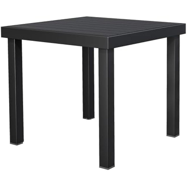 YITAHOME Garden Dining Table 78x78cm Square Outdoor Table with WPC Wood Top & Aluminum Frame, Weatherproof E-Coating Patio Table for Garden, Lawn, Camping – Lightweight （Black）