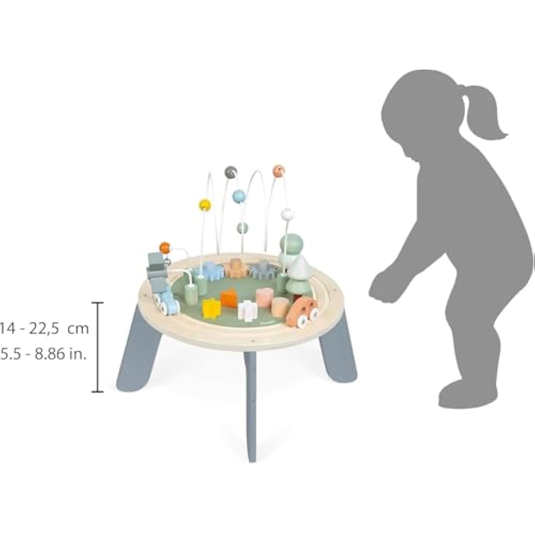 Janod J04402 Sweet Cocoon Wooden Activity Multi-Play Table Toddlers – Fine Motor Development – Non-Slip Feet – Water Painted and FSC Certified – Suitable for Age 1 Year and Above