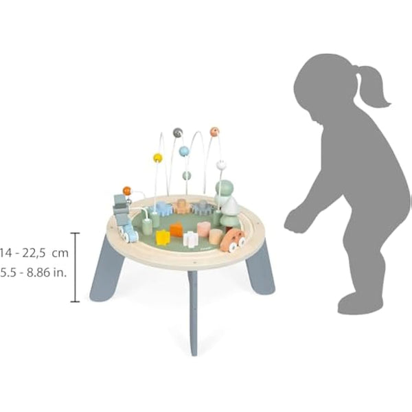 Janod J04402 Sweet Cocoon Wooden Activity Multi-Play Table Toddlers – Fine Motor Development – Non-Slip Feet – Water Painted and FSC Certified – Suitable for Age 1 Year and Above