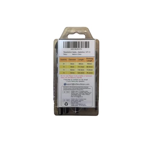 Masonry Drill Bit, Professional Masonry Drill Bit Set (10PCS) for Concrete/Glass/Brick/Cement/Tile/Wood/Etc, Industrial Strength Carbide Drill Bits Tip, 5/32"-1/2"