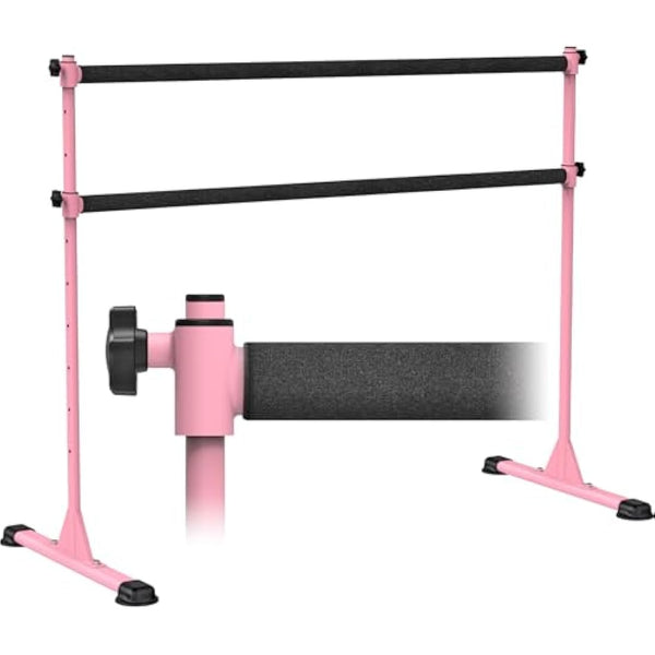 Dolibest Ballet Barre Freestanding, 10 Height Adjustable Ballet Bar Portable Pink Stretching Dance Bar with Non-Slip Rubber Pads for Girls Kids Adults Home Workout Fitness