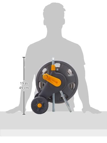 HOZELOCK - Cart Reel 20m : 1-piece Rewind Handle, Sturdy Frame for General Use, Supplied Assembled with 20m Hose, 1 Nozzle and Fittings [2432R0000]