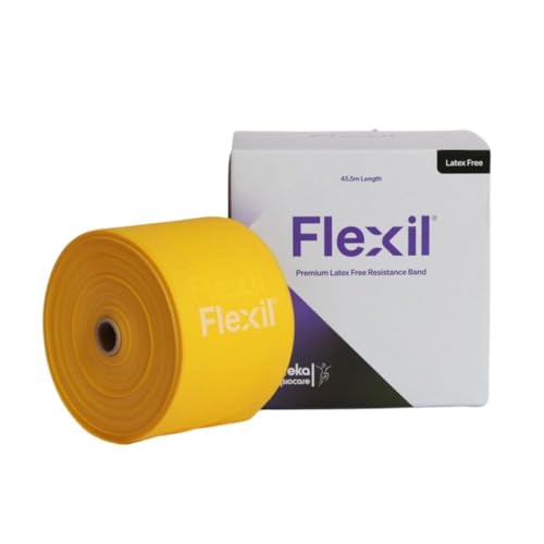 Flexil Resistance Band | 45.5M | Latex-Free | Yellow | Light | Home Gym Equipment | Strength Training and Physical Therapy - Tension Level Light
