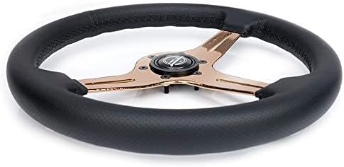 NRG Innovations NRG-ST-018RG-PR Light Weight Gaming Steering Wheel: Blitz- Made with Perforated Leather, Light Weight Composits and Rose Gold Spoke with Slits