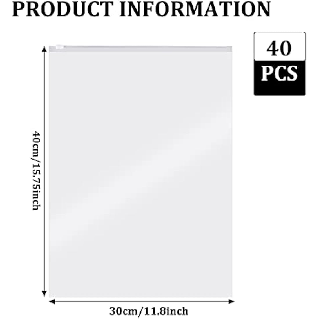 40Pcs Reusable Ziplock Bags, 40 x 30cm Travel Clothes Bags Transparent Large Storage Bag Plastic Seal Clothes Bags for Clothes, Shoes, Cosmetics