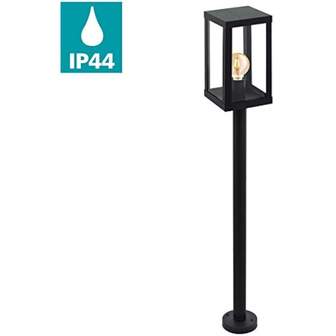 Eglo Alamonte 1 Outdoor Lamppost, Black Glavanized Steel and Clear Glass Driveway Light, Electric Garden Lighting, E27 Socket, IP44