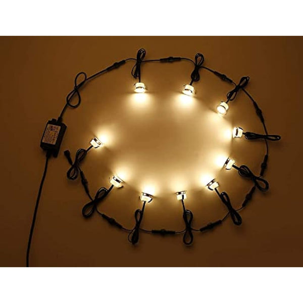 GEYUEYA Home Warm White Decking Lights, φ30mm LED Deck Lights 12V 0.6W IP67 Waterproof, Led Plinth Light for Terrace/Patio/Path/Wall/Garden/Decoration - 10 Packs