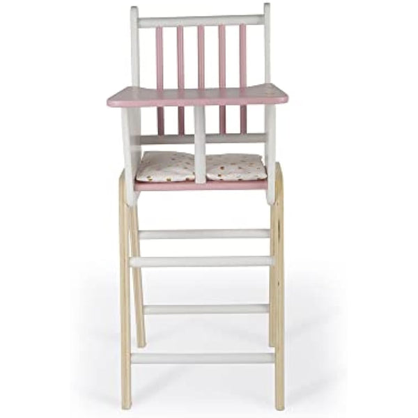 Janod - Candy Chic - Wooden High Chair for Dolls up to 42 cm - Dolls accessories - Suitable for ages 3 and up - J05888
