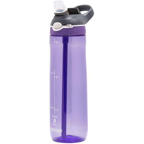 Contigo Ashland Autoseal Water Bottle with Flip-Straw | Large 720ml BPA Free Drinking Bottle | Sports Flask | Leakproof