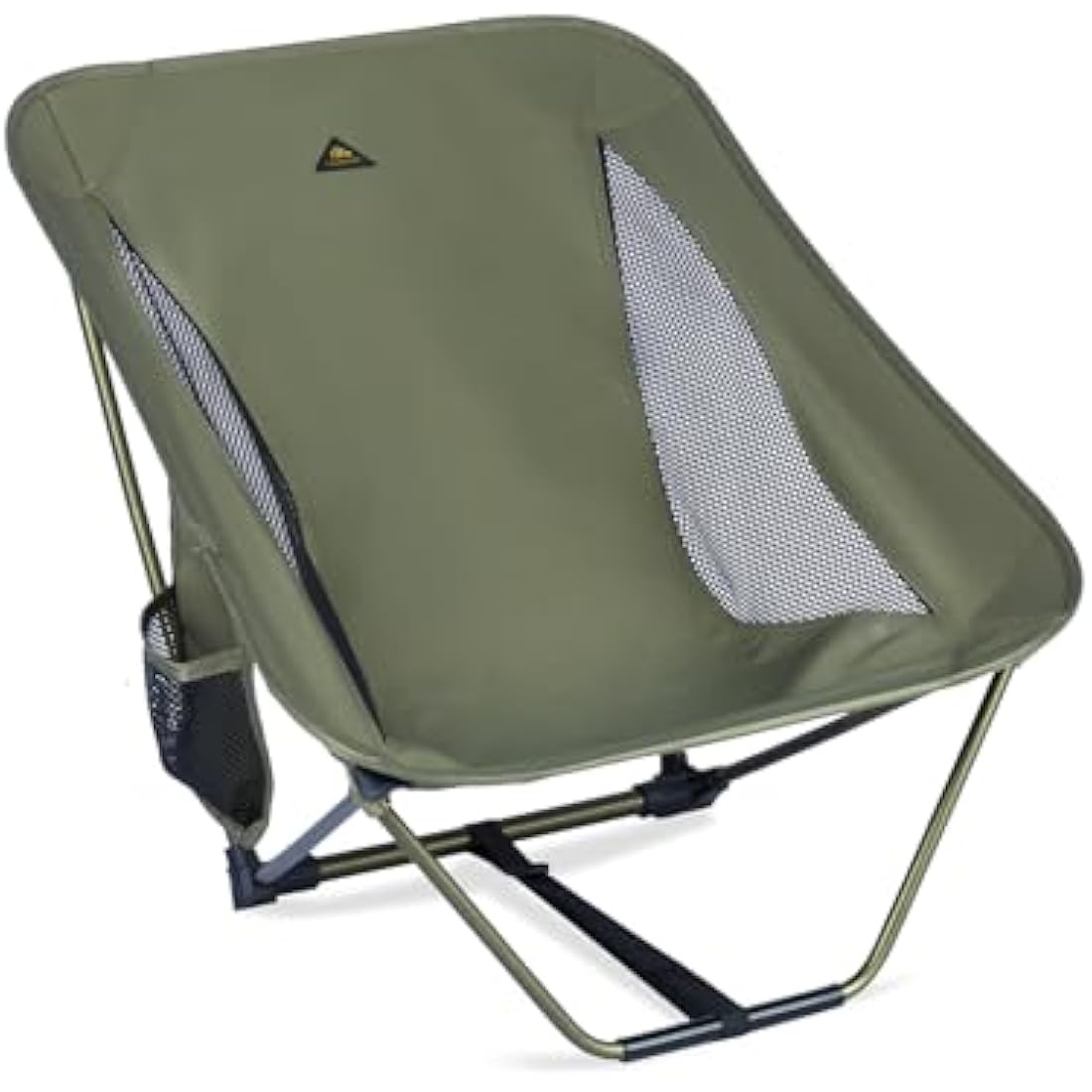 iClimb Low Ultralight Compact Camping Folding Chair with Side Pocket and Carry Bag (Green)
