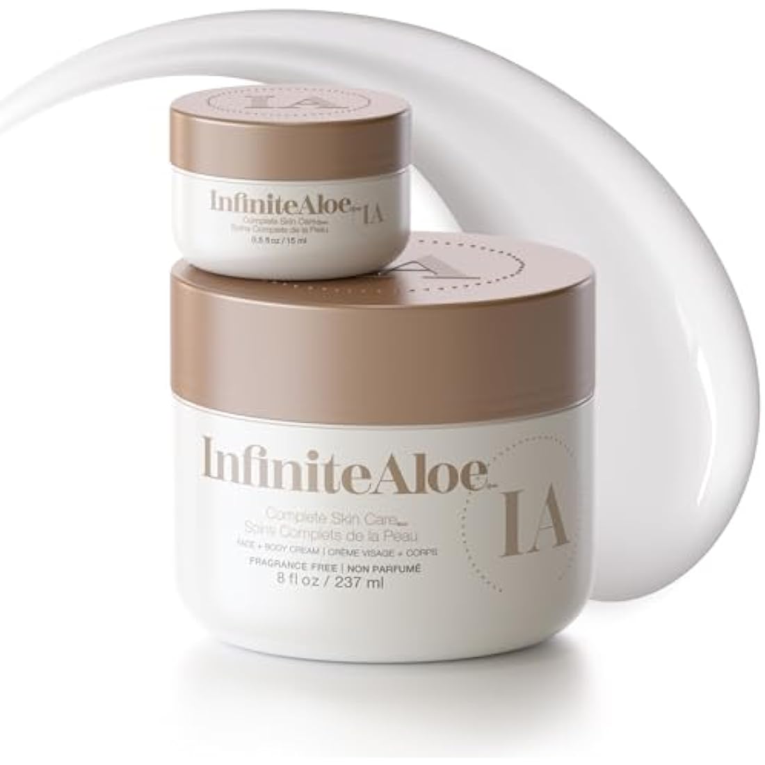 Aloe Vera Body & Face Moisturizer – Fragrance Free Face Cream, Body Cream, Hand Lotion for Dry Skin – 1 Large Jar (8 Oz.) & 1 Travel Jar (0.5 Oz.) – Full Body Lotion for Skin Care by InfiniteAloe