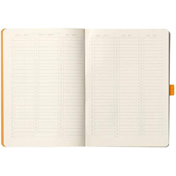 RHODIA 117772C - Soft Notebook Bullet Journal Goalbook Raspberry - A5 - Small Squares - 240 pages - 90g Ivory Clairefontaine Paper - 2 Ribbons, Elastic Closure - Faux Leather Cover