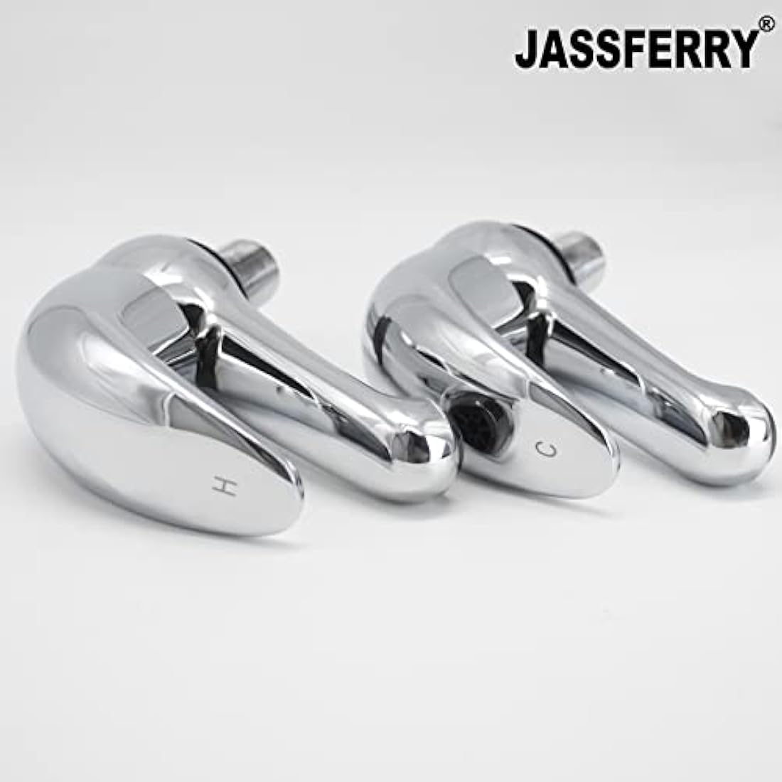 JASSFERRY Chrome Pair of Basin Taps Hot and Cold Water Bathroom Sink Tap Top Lever Handle 1/2" Faucets, Set of 2