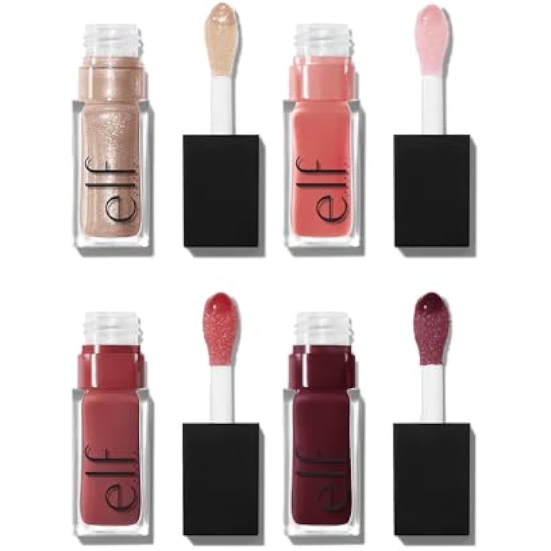 e.l.f. Glow Reviver Quad Goals Lip Oil Kit, 4 Shades: Pink Quartz, Rose Envy, Jam Session, Crystal Baller, Hydrating Formula, Sheer Colour, Vegan & Cruelty-Free