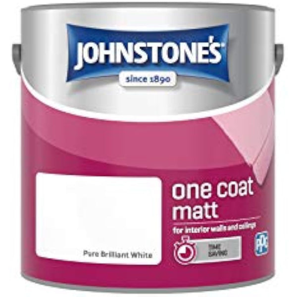Johnstone's One Coat Matt Emulsion Paint - Pure Brilliant White 2.5L