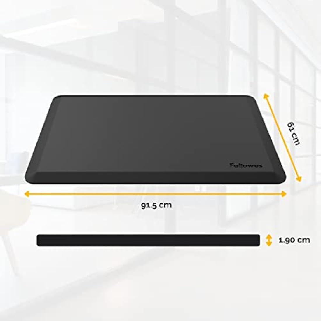 Fellowes Everyday Anti Fatigue Standing Mat - Ergonomic Sit Stand Desk Mat for Use in Work or the Home Environment - H1.91 x W91.44 x D60.96cm - Black